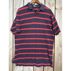 Vintage Ralph Lauren‎ Striped Polo 🐎 Navy Red XL Classic Pique